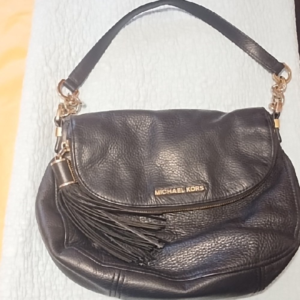 Michael Kors Black Pebbled Leather Shoulder Bag
